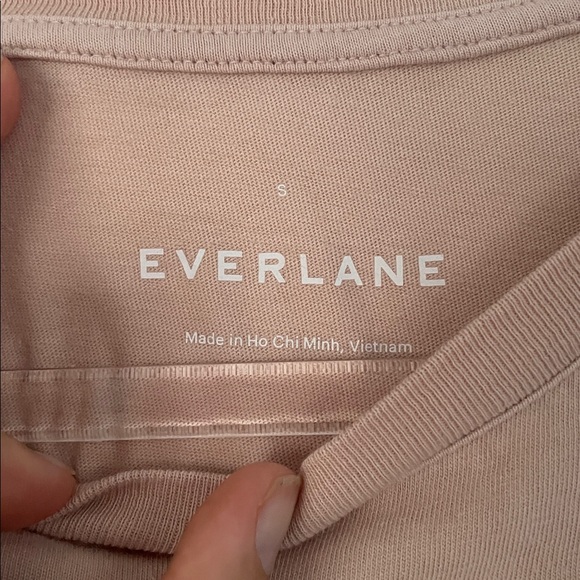 Everlane Organic Cotton Long Sleeve Light Pink Pocket Tee Size Small - Picture 2 of 5